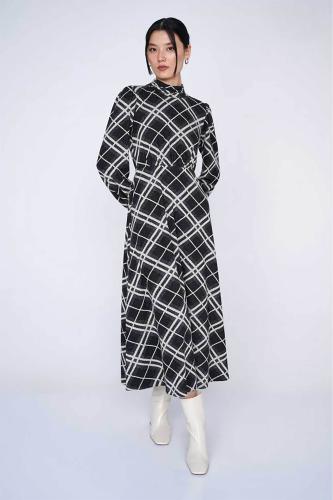 'ALE γυναικείο midi φόρεμα με γεωμετρικό σχέδιο - 82207826 Μαύρο S